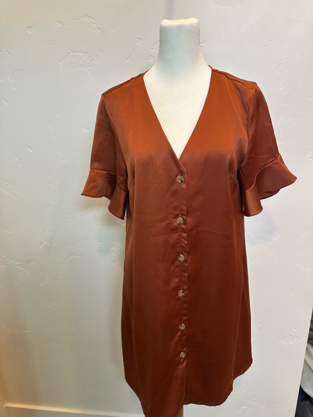 NEW- Nasty Gal- Satin Dress Rust- Size 8